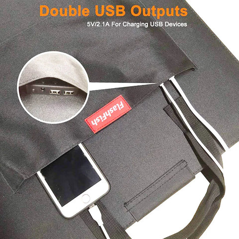 Zonnepaneel - Zonnepanelen Compleet Pakket - Zonnepaneel Opvouwbaar - Zonnepaneel Camper - 18V 100W Draagbaar Zonnepaneel - 4-in-1 - Connector Dubbele USB-Uitgangen - Draagbaar en Opvouwbaar - Zwart