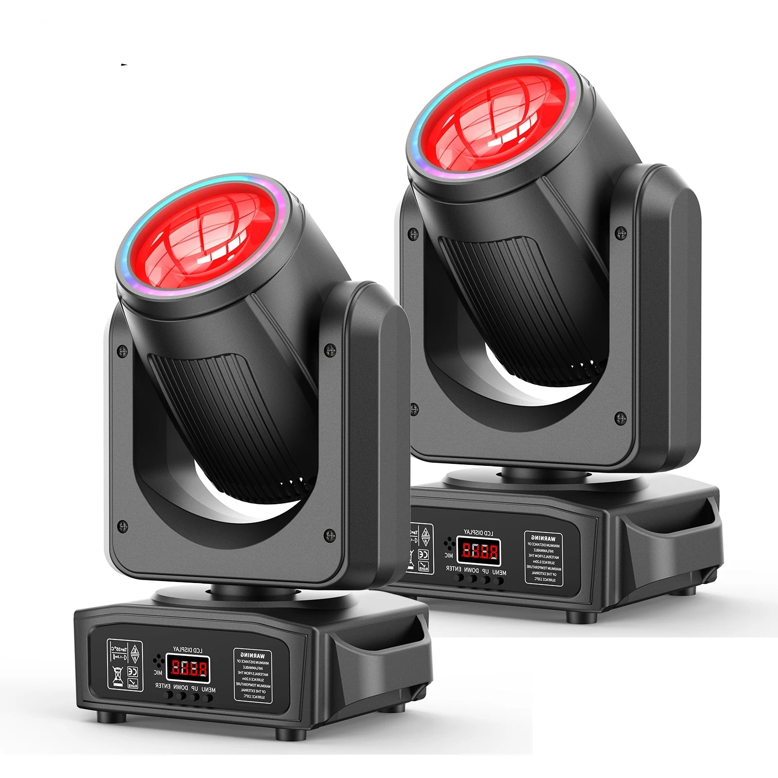 LED Moving Head Licht – Moving Head Lamp – DJ Licht – Podiumverlichting – RGB Effect Lamp – Set van 2 Zwart EU Plug – 150W Krachtige LED – 3° Smalle Beam Angle - QUORE
