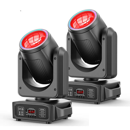 LED Moving Head Licht – Moving Head Lamp – DJ Licht – Podiumverlichting – RGB Effect Lamp – Set van 2 Zwart EU Plug – 150W Krachtige LED – 3° Smalle Beam Angle - QUORE