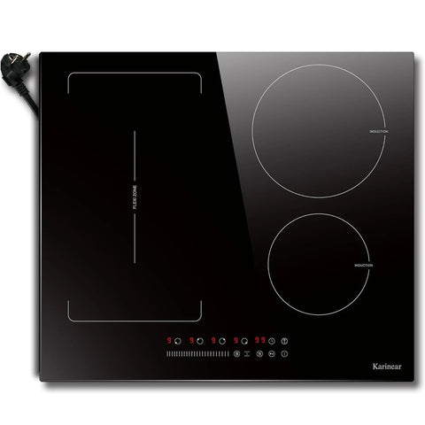 Inductie kookplaat - Induction Hob - Induction Cook Top - Inductie Fornuis - Elektrische Brander - 4-pits - Inductiekookplaat - 60 cm - 3500 W - Flexzone - Plug-in kookplaat - 9 vermogen - Booster - Timer - 220 V - Zwart
