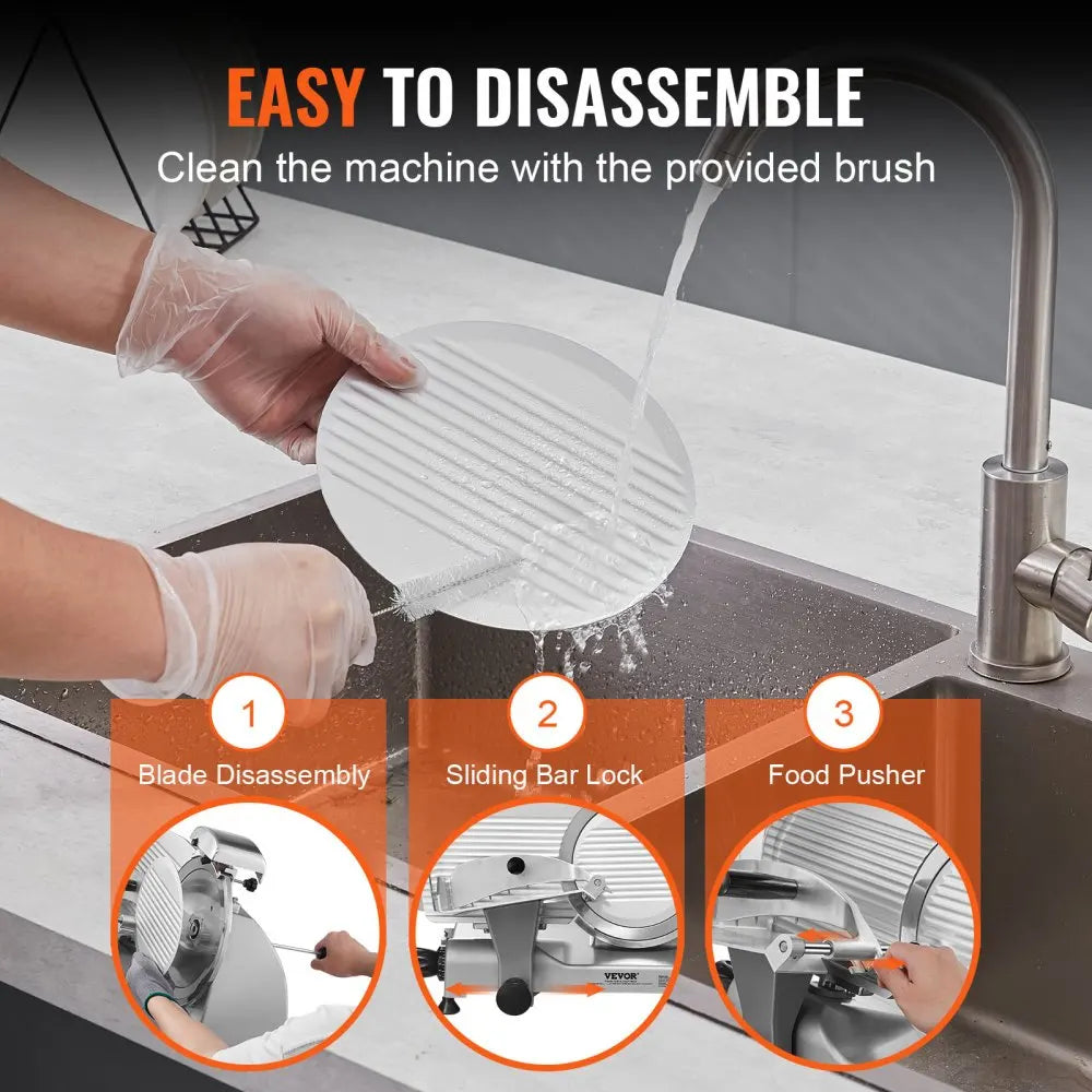 Vleessnijmachine - Vleessnijder - Snijmachine - Broodsnijmachine - Elektrische - 10 Inch Roestvrijstalen Mes - Allessnijder - Ingebouwde Slijpsteen – Instelbare Snijdikte 0-15 mm – Perfect voor Deli en Thuisgebruik
