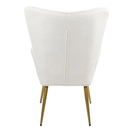 Relaxstoel – Fauteuil – Leesstoel – Zitstoel – Moderne Design – Teddyvelours Bekleding – Inclusief Hocker