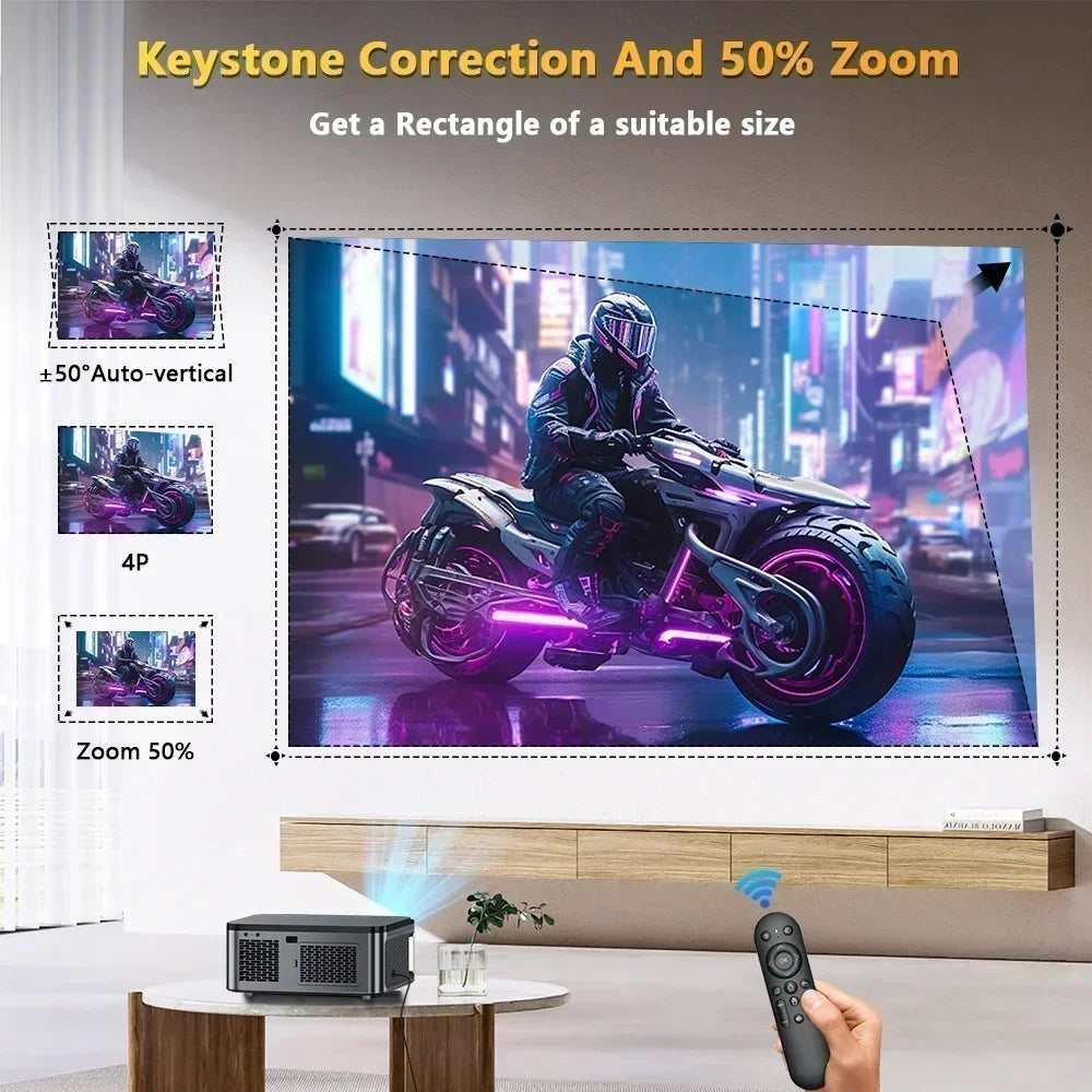 Mini Beamer - Projector - Digitale Beamer - Draagbaar - 1920x1080dpi - LED - Met Autofocus - 800 ANSI - 25000 LM - 3.5mm Earphone - HDMI - POWER - USB - 108W - Zwart/Grijs