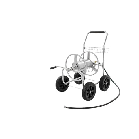Vevor - Hose Reel Cart - Holds up to 300 ft 5/8'' Hose - Garden Hose Cart - Mobile Tool - With 4 Powder Coated Steel Wheels - Silver