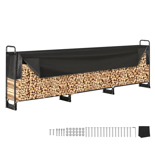Brandhout Rek - Brandhoutrek - Houtopslag Binnen - Houtopslag - Houtrek - Haardhoutrek Binnen - Haardhout Opslag - Haardhout Rek - Haardhoutrek Buiten - 600D Oxford waterdichte hoes - 52x12x46 inch - Zwart