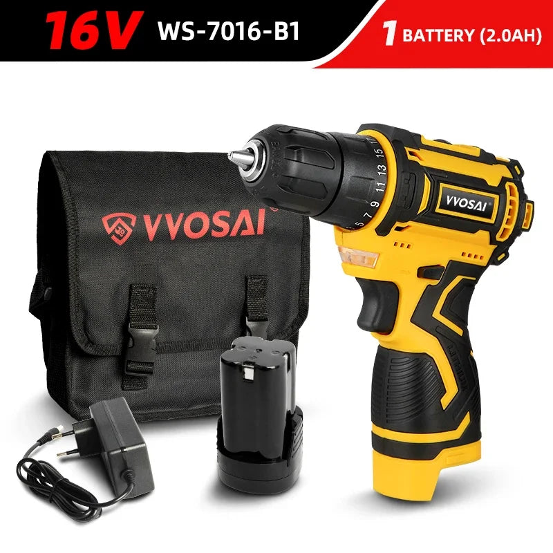 VVOSAI 16V MAX Brushless Cordless Drill 32N.m Electric Screwdriver 25+1 Torque Settings 2-Speeds MT-Series Power Tools - QUORE