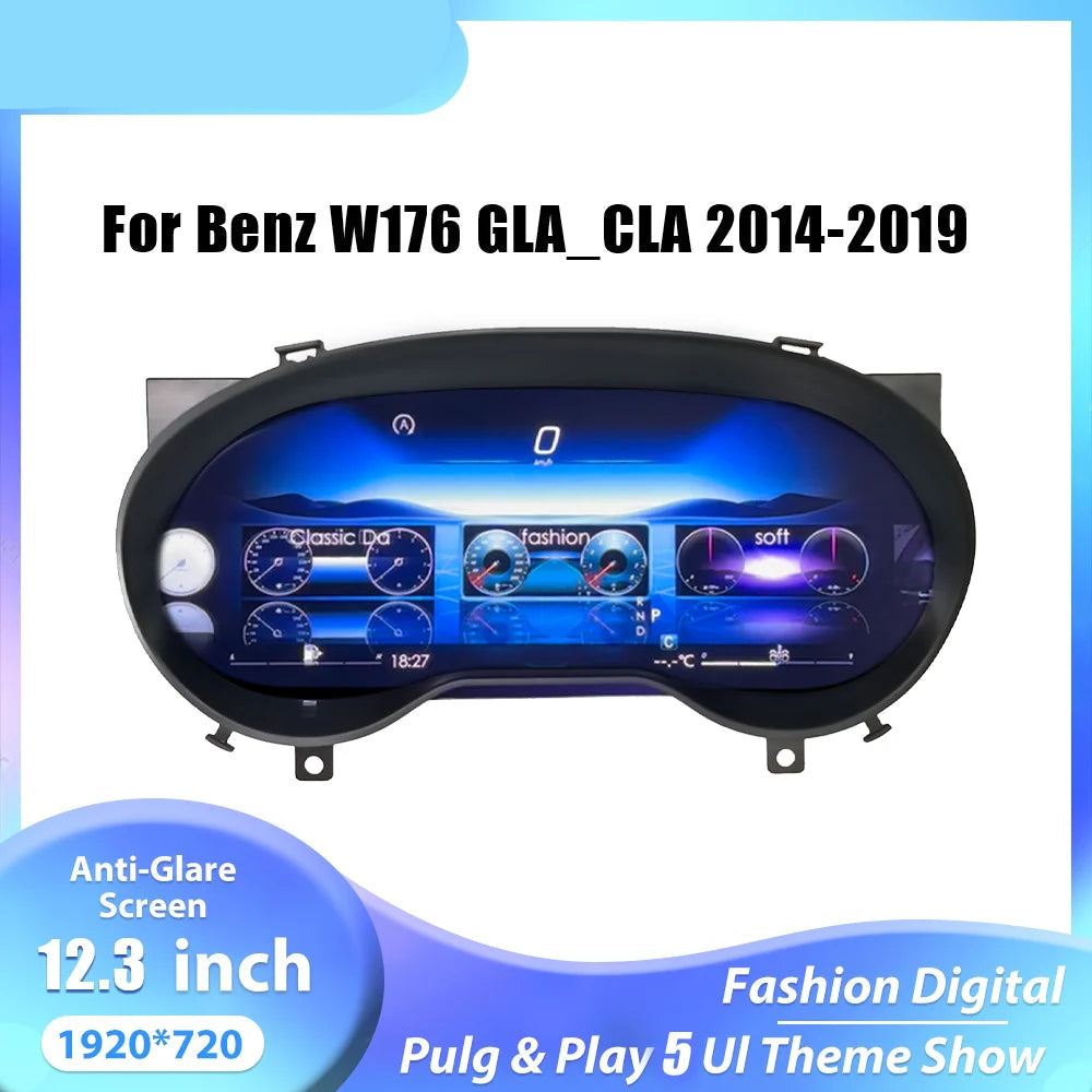 Digitaal Dashboard 12,3'' – Instrumentenpaneel – Auto Display – Cockpit Scherm – HD Cluster – IPS Scherm 1920x720 – Draadloos CarPlay & Android Auto