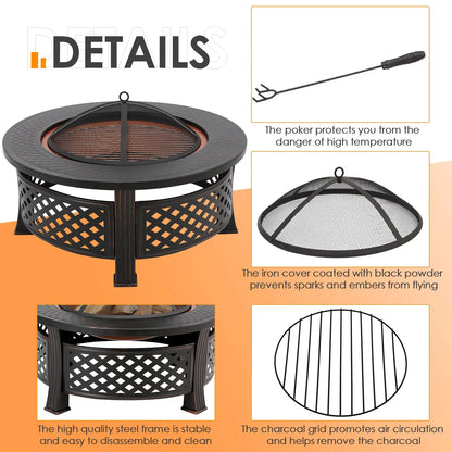 Vuurkorf – Tuinhaard – Barbecuekorf – Grillkorf – Vuurplaats – Ø81 Cm – Hittebestendig Ijzer