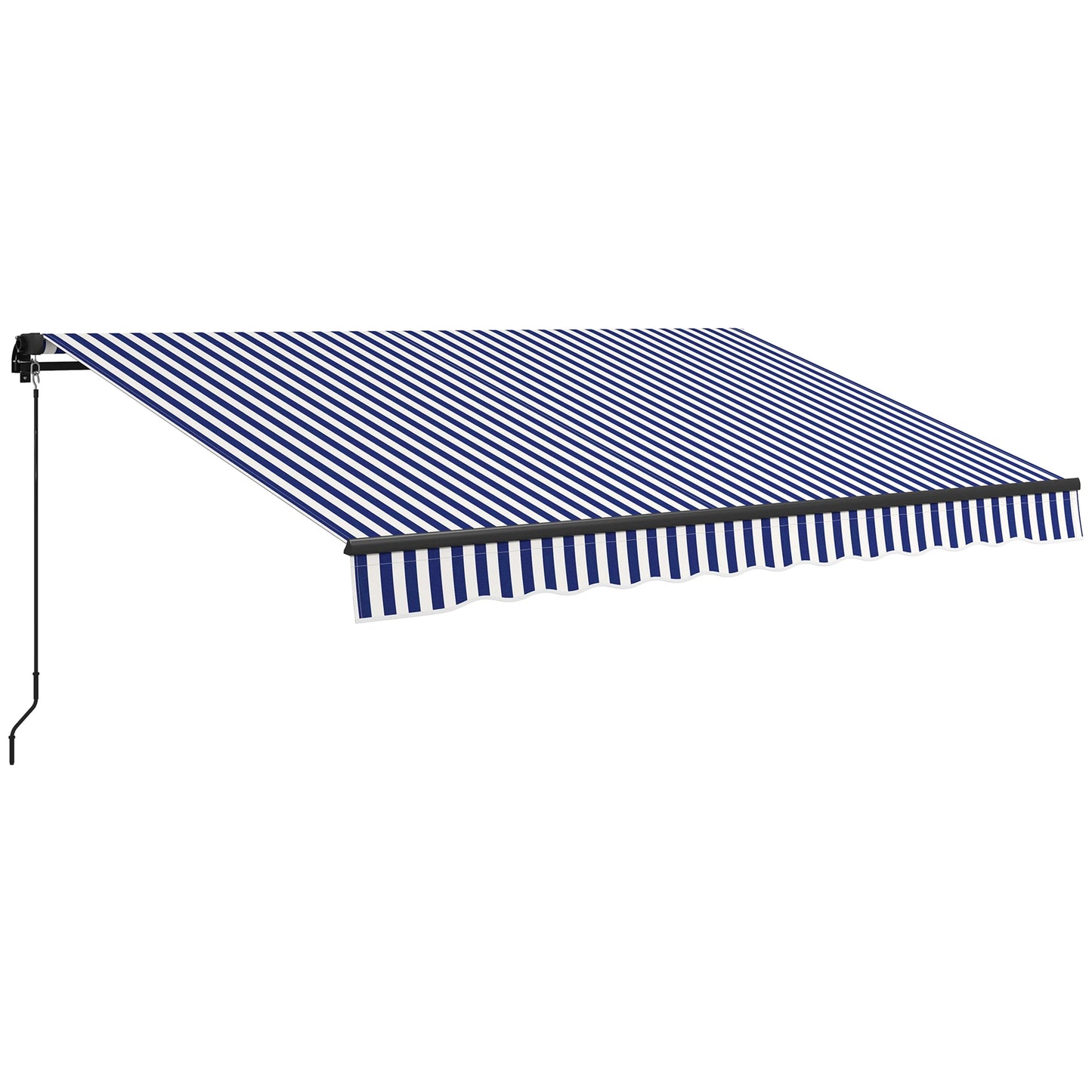 Uitschuifbare Zonwering - Luifel – Zonnescherm – Schaduwdoek – Buitenluifel – Handbediend – Polyester Doek – Aluminium Frame - Blauwe Strepen - QUORE