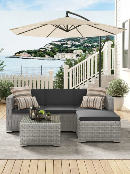 Tuinmeubelset – Tuinset – Loungeset – Buitenmeubels – Terrasmeubilair – 6 Cm Kussendikte – Gepoedercoat Stalen Frame - QUORE