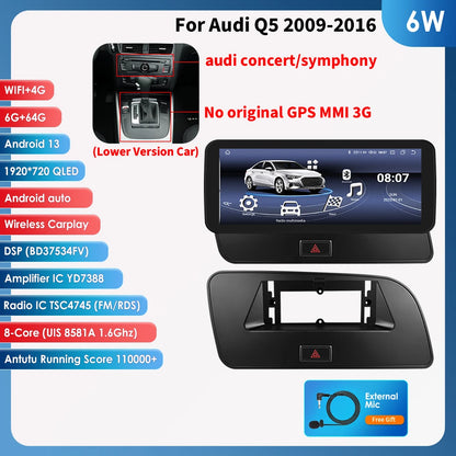 Hizpo AI Voice WIFI 4G-LTE Android 14Car Radio for Audi Q5 2009-2016 Multimedia Video Player GPS 2din BT Autoradio
