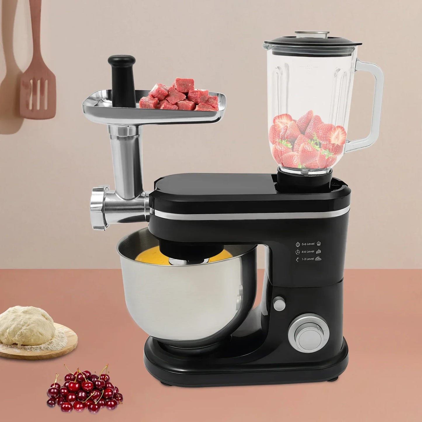Keukenmixer – Keukenmachine – Mengmachine – Mixer – Deegmixer – Zwart – 700W Motor – 6 Liter Mengkom