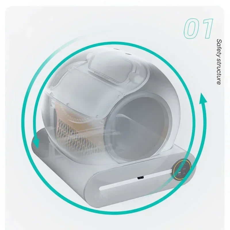 Kattenbak – Automatische Kattenbak – Zelfreinigende Kattenbak – Elektrische Kattenbak – Kattentoilet – XXL 65L Inhoud – App-Controle & Ionisch Ontgeuringssysteem