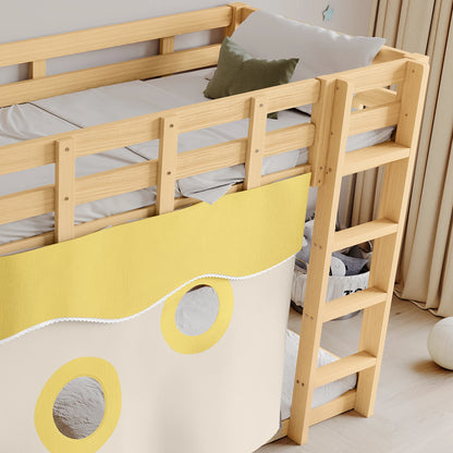 Kinderhoogslaper – Stapelbed – Hoogbed – Speelbed – Bed met Glijbaan – Wit – Ruimtebesparend Ontwerp – Stevig MDF en Grenen Hout