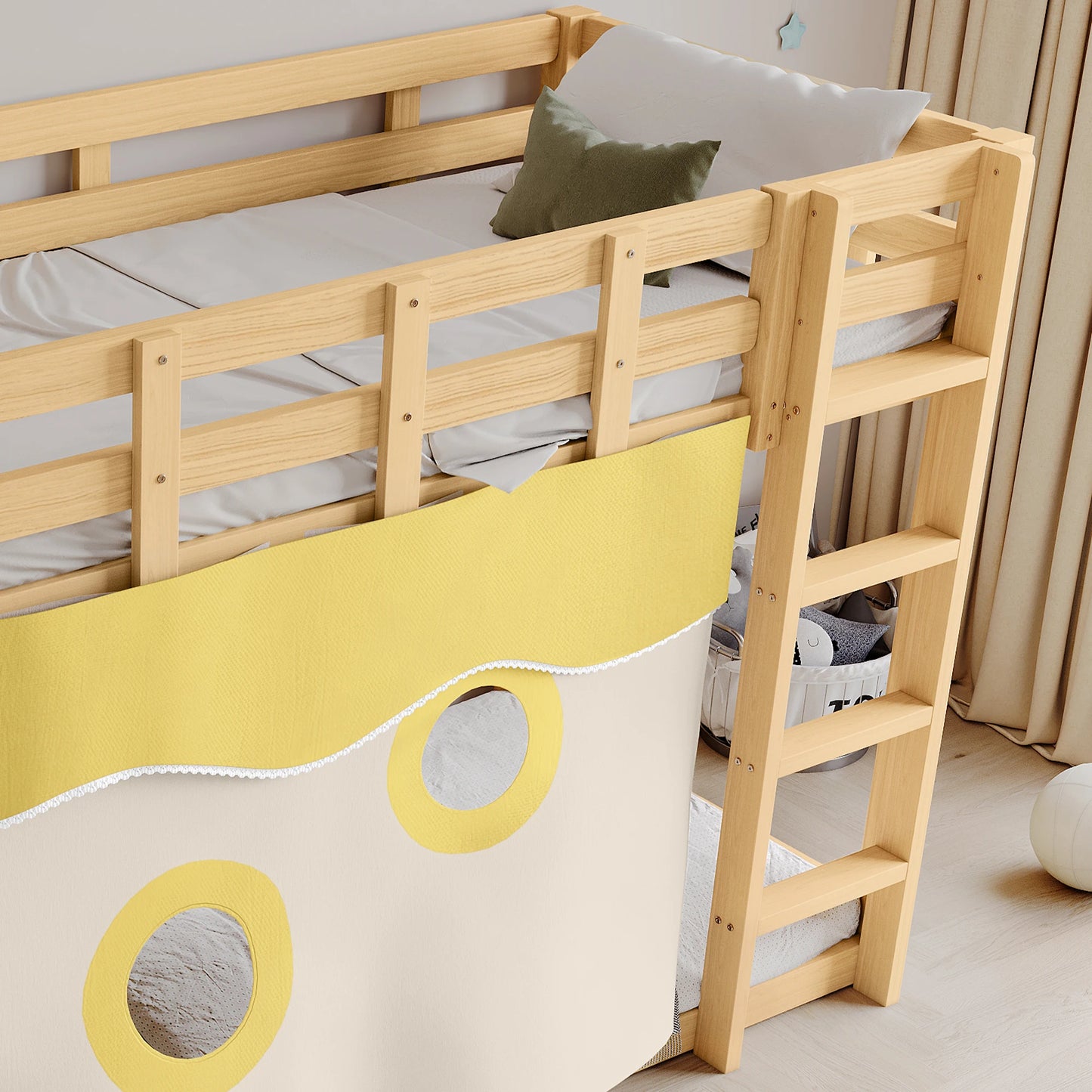 Stapelbed Kind – Kinderbed – Hoogslaper – Halfhoogslaper – Kinderbed Met Glijbaan – Hout MDF En Grenen – Inclusief Trap En Veiligheidshek