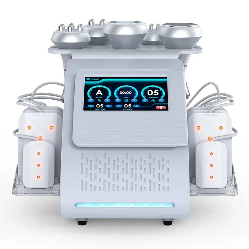 6-In-1 Ultrasonische Vetverbrandingsmachine – Vetreductie Apparaat – Cavitatie Machine – Lasertherapie – Vacuümtherapie – 80 kHz Ultrasoon – 300W Vermogen - QUORE