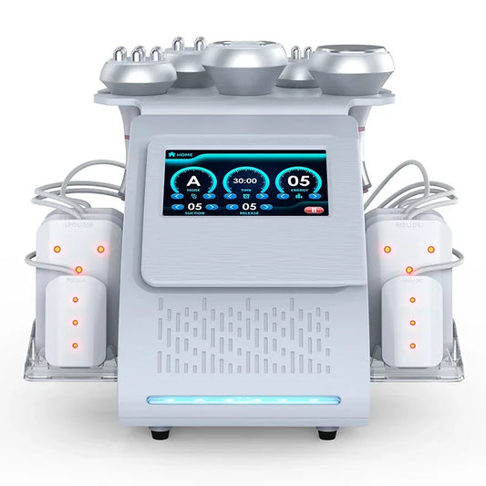 6-In-1 Ultrasonische Vetverbrandingsmachine – Vetreductie Apparaat – Cavitatie Machine – Lasertherapie – Vacuümtherapie – 80 kHz Ultrasoon – 300W Vermogen - QUORE