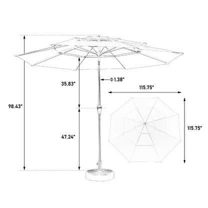 Parasol - Zweefparasol – Zonnescherm – Zonwering – Buitenluifel – Terrasbescherming – Balkon Schaduw – Handmatig Slingermechanisme – Waterbestendig Polyester - Khaki