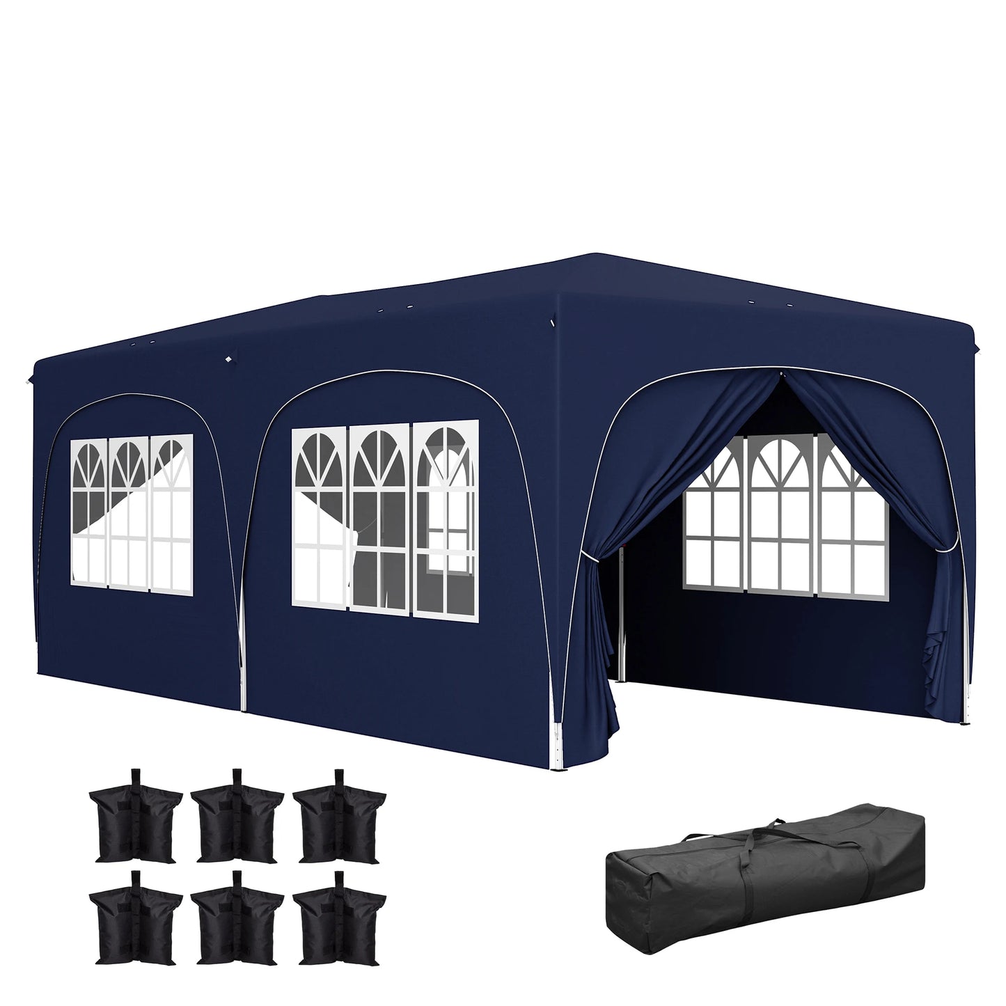 Paviljoen - Tuinpaviljoen - Partytent - Tuintent - Pop-up Kliksysteem - Stabiel - Vouwtent - Opvouwbaar - met Zijpanelen - Waterdicht - Winterbestendig - 50+UV-Bescherming - voor Tuin - Buiten - Achtertuin - Oxford fabric - 3 x 6 m - Donkerblauw