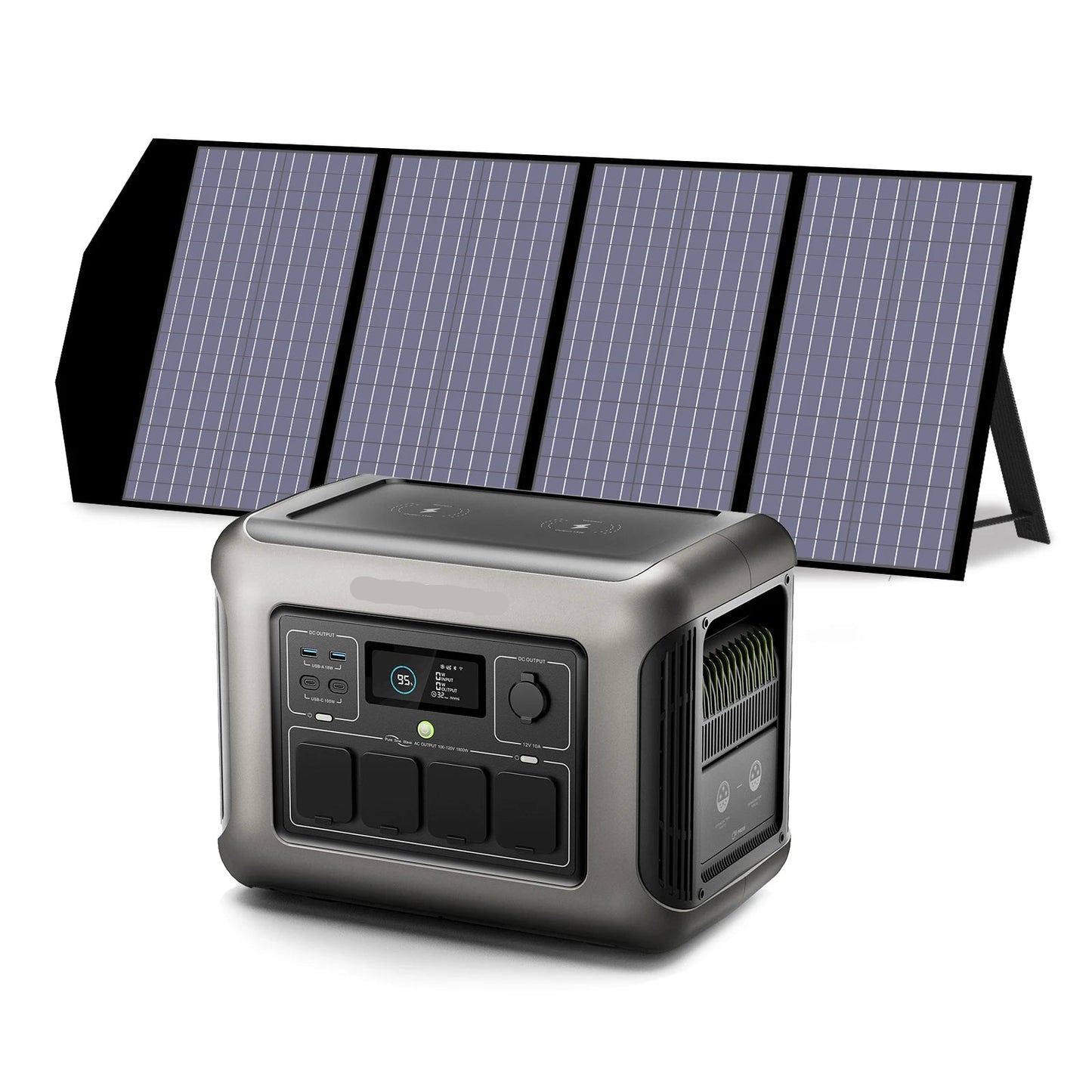 Powerstation - Generator - Aggregaat - Powerbank - Draagbare - met 140W Zonnepaneel - 1152Wh LiFePO4 Zonnegenerator - met AC Output voor Buiten en Noodstroom