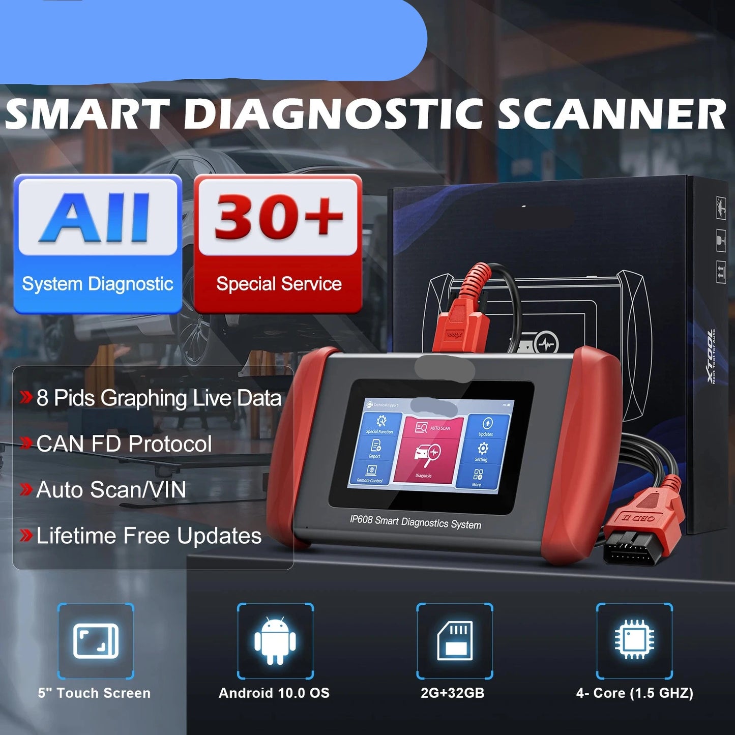 OBD2 Autodiagnose Scanner – Auto Diagnose Tool – Foutcode Uitlezer – Diagnostische Scanner – 5-Inch Touchscreen – Wifi Updates