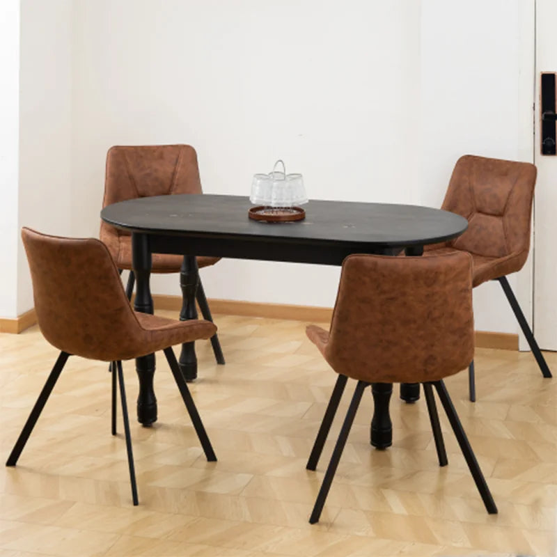 Eetkamerstoelen – Set van 2 - Stoelen – Zwarte Metalen Stoelen – Technologie-Stof – Ergonomisch – Max 120 Kg – Vuilafstotend - Bruin