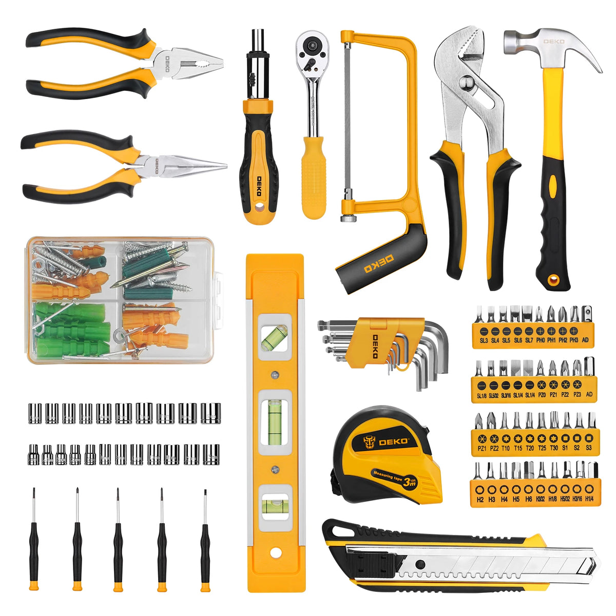 Deko - Gereedschapskoffer - 228-delig - Gevuld - Gereedschap - Gereedschapsset - Gemengde gereedschapsset - Autoreparatiegereedschapcombinatie - Ge - QUORE