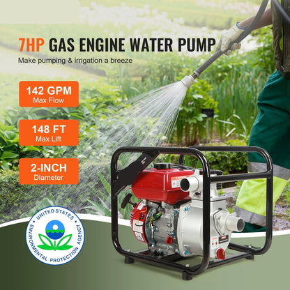 Benzine Waterpomp - Vijverpomp - Pomp - Tuinpomp - 3-inch – 7PK 265GPM – 4-Takt Motor voor Irrigatie & Wateroverdracht