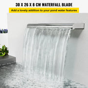 Waterval - Vijver waterval - Waterval overloop - 60cm - Roestvrij staal - Rechthoekige waterval zwembadfontein cascadeblad voor vijver - Zilver - QUORE