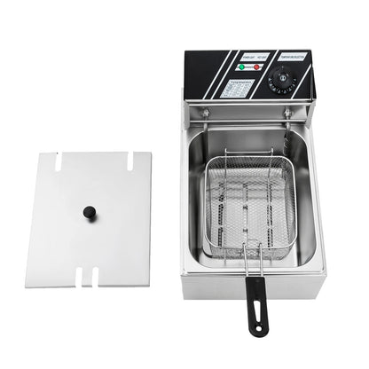 Friteuse - 6L – Frituurpannen - 2500W – Elektrische - RVS – Temperatuurregeling – Voor Thuis - en Horeca – Incl. Frituurmand - Lichtgrijs