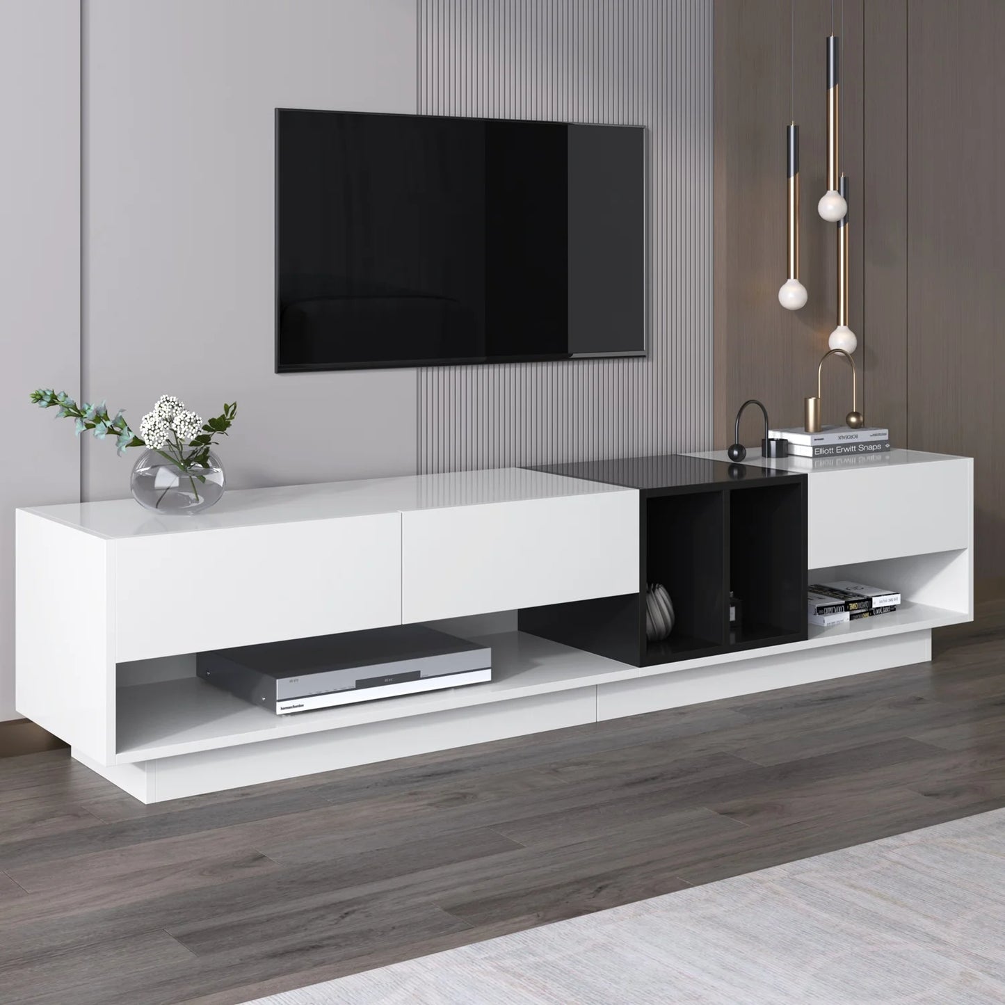 TV-Meubel – Tv-Kast – Meubel Voor Tv – Opbergmeubel – Ruime Lades – Krasbestendig Spaanplaat – Geschikt Voor 50-59 Inch Televisies