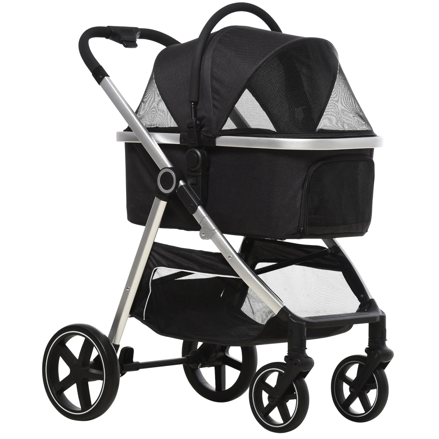 Hondenwagen – Hondentrolley – Hondenbuggy – Dierenwagen – 2-In-1 Design – Stevige Metalen Constructie
