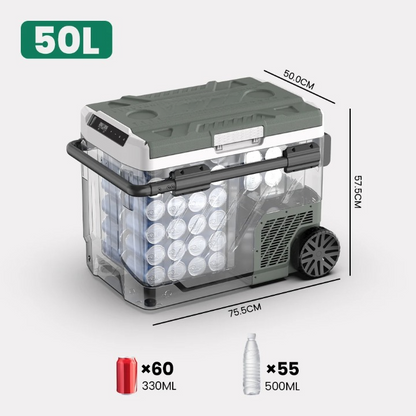 Koelkast - Auto koelkast - Draagbare Compressor Koelbox - Elektrische Vriesbox - voor Camping - Auto - Vrachtwagen - Boot - met 50 L - 12/24v DC - 110-240v AC - 75.5 x 50 x 57.5 cm - Grijs