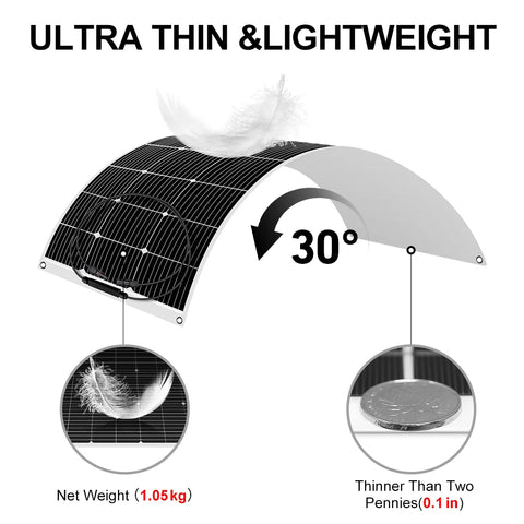 Dokio - Solar panel - Foldable solar panel - solar panels complete package - Monocrystalline silicon - 200W - 18V - Black