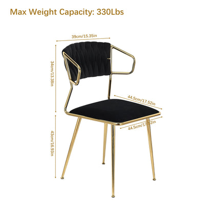 Eetkamerstoelen – Velvet Eetkamerstoelen – Fluwelen Stoelen – Design Stoelen – Luxe Stoelen – Ergonomisch Comfort – Metalen Poot Stabiel - 39 x 50 x 77 cm - Zwart