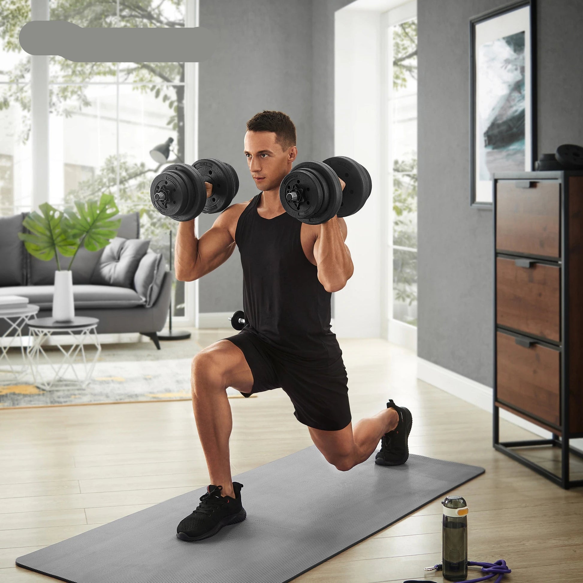 Halterset - Dumbells - Verstelbare – 30KG - Halterstang Met Gewichten – Voor Krachttraining - en Fitness - Duurzame Gewichtsplaten - Zwart - QUORE