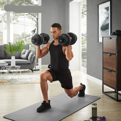 Halterset - Dumbells - Verstelbare – 30KG - Halterstang Met Gewichten – Voor Krachttraining - en Fitness - Duurzame Gewichtsplaten - Zwart - QUORE