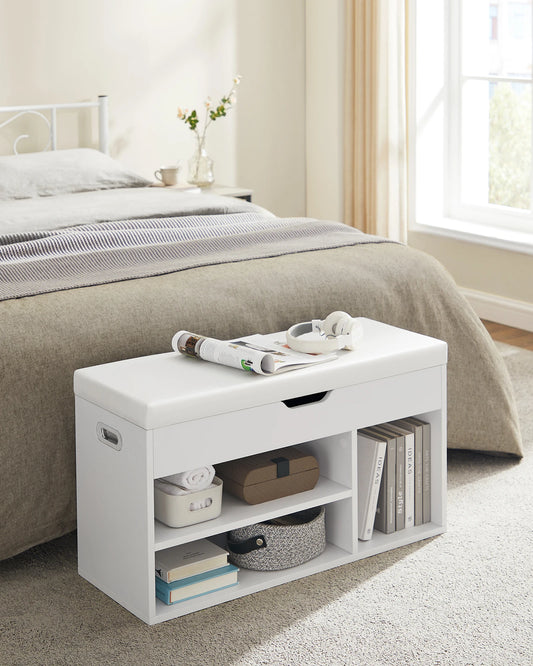 Schoenenkast - Multifunctionele Kast - Houten Schoenenkasten met Opbergruimte - 80 x 44 x 30 cm (B x H x D) -  Wit - QUORE