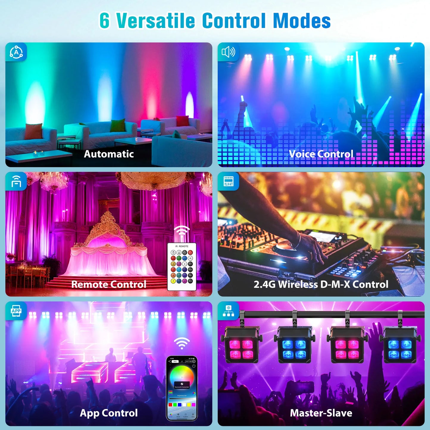 Parlamp – LED Par Light – DJ Verlichting – Stage Spot – Draadloze Accu Lamp – Waterdichte RGBWA+UV – 40W Met OLED Touchscreen – Lange Batterijduur 6000mAh