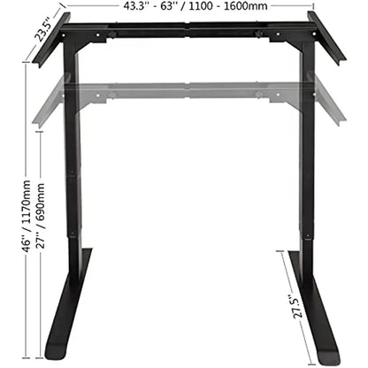 Elektrisch Bureauframe – Sta Zit Bureau – Verstelbaar Bureauframe – Bureau Onderstel – Traploos Verstelbaar – Draagvermogen 120 Kg – Stille Dubbele Motoren