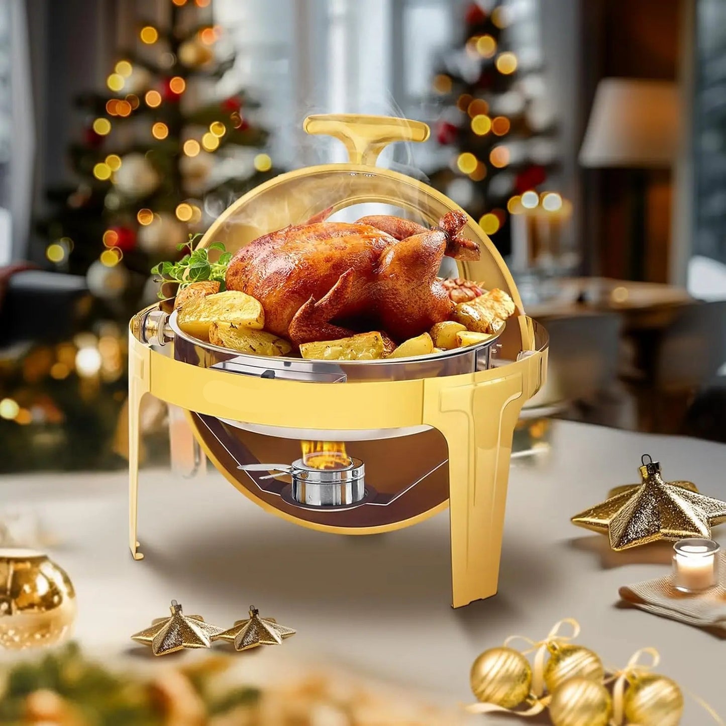 Chafing Dish - Warmhoudplaat - Buffetwarmer Set - Rechaud - RVS Warmhoudschalen - 2 Stuks - 8QT - met Stevig Frame voor Feest of Bruiloft - Zilver