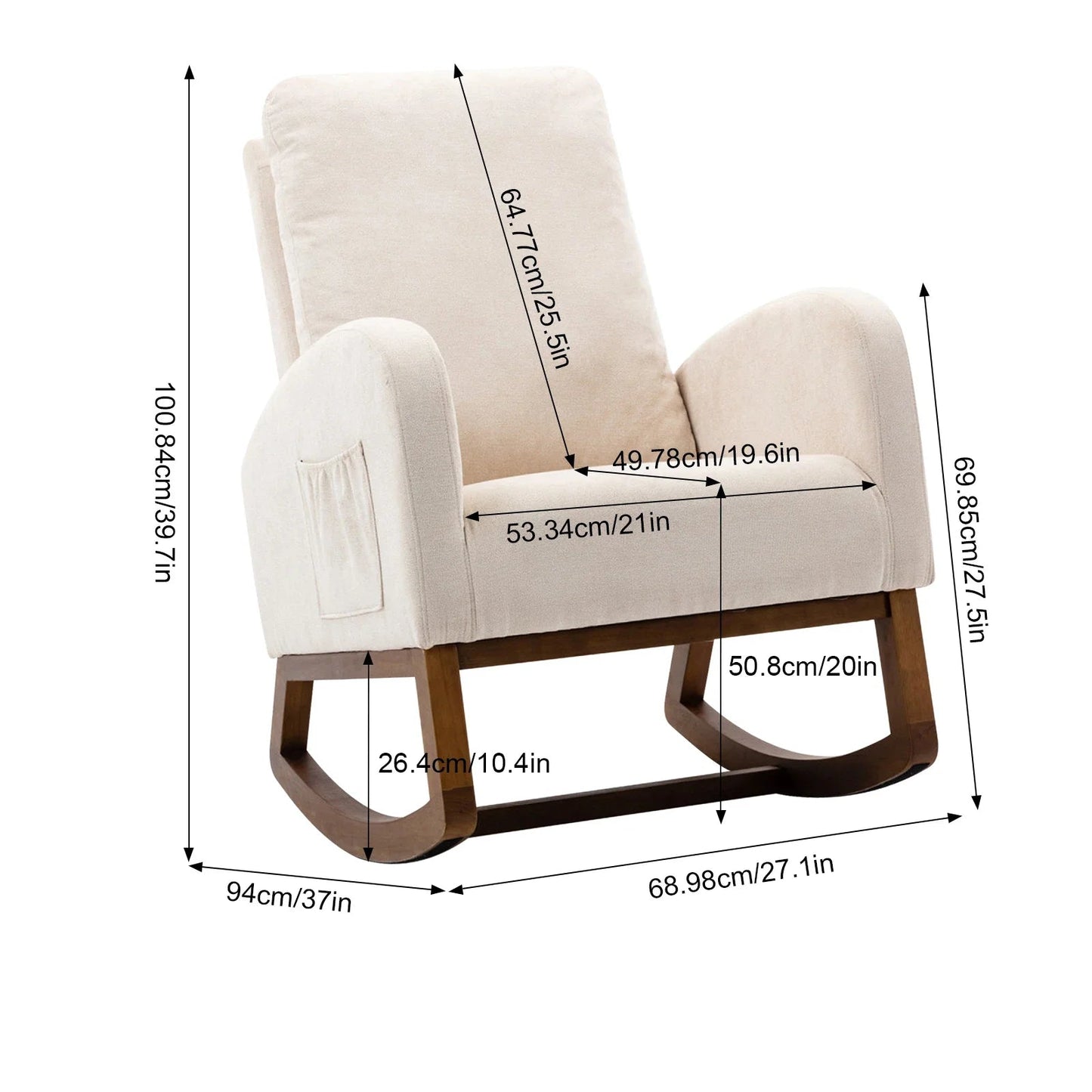 Schommelstoel – Relaxstoel – Fauteuil – Loungestoel – Schommelstoel Babykamer – Massief Rubberwood – Ergonomisch Ontwerp