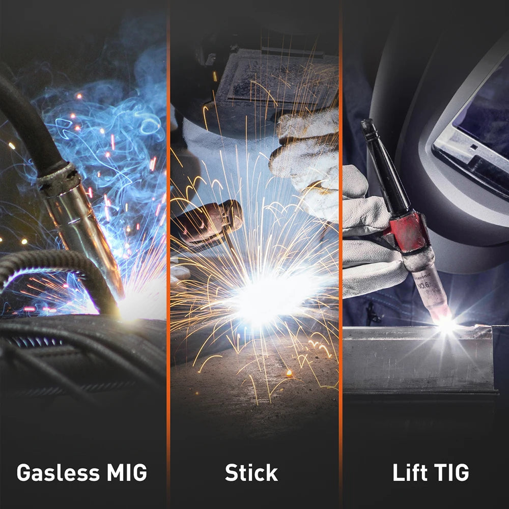 Hzxvogen - Lasapparaat - Elektrisch lasapparaat - 3 in 1 - Halfautomatische lasmachine - Gasloze MIG/Lift TIG/MMA Inverter Welder - Synergy Tool Voor Gasloos Solderen - Zwart - QUORE