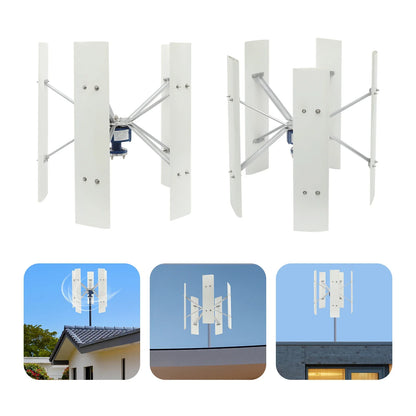Windturbine – Windgenerator – Windmolen – Verticale As Turbine – Vijf Bladen – 12V Output – Geluidsarm En Weerbestendig