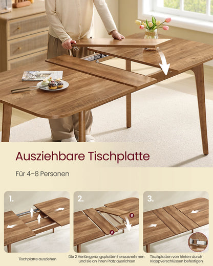 Uitschuifbare Eettafel – Uitklapbare Tafel – Schuiftafel – Eetkamertafel – Houtlook – Verstelbaar 140-180 Cm – Hittebestendig Tot 140 °C - Honingbruin