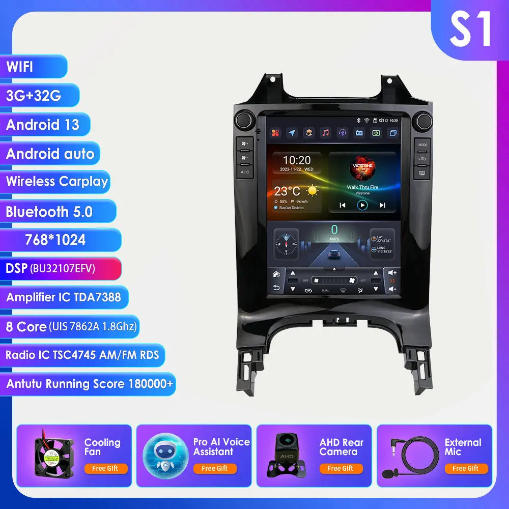 2 DIN Autoradio – Multimedia Systeem – Navigatiesysteem – Touchscreen Radio – Android Auto Radio – Android 13 – 9,7 Inch Verticaal Scherm - QUORE