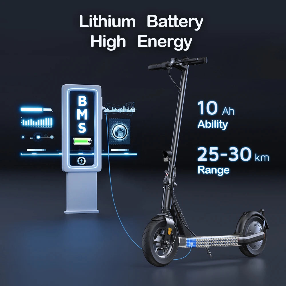 Scooter - Elektrische Step - E-Scooter - Opvouwbare - met LED-koplampen - Achterlichten - Vervangbare Pedaalas - LCD-scherm - 10Ah - 500W - 20-35km/h - 115 x 44 x 115 cm - Zwart