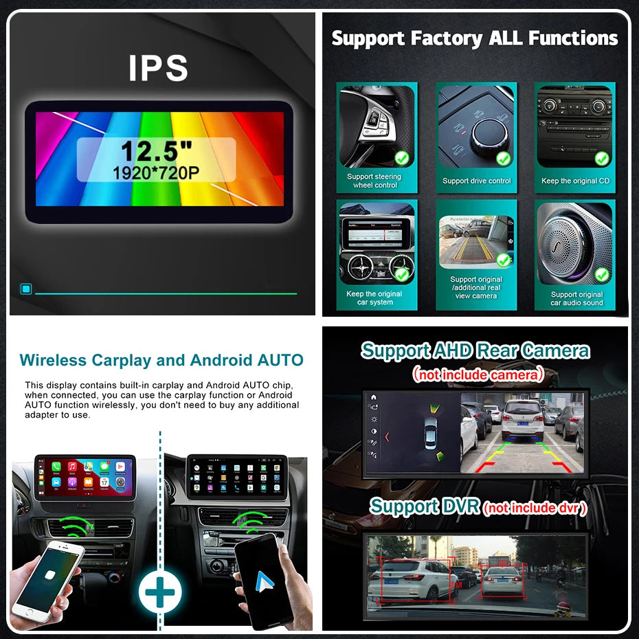 Draadloos CarPlay Android 14 Multimedia Systeem – Auto Radio Navigatie Stereosysteem – Touchscreen Infotainment – GPS Bluetooth Wifi 4G LTE – 12,3 Inch Scherm – Plug & Play Installatie