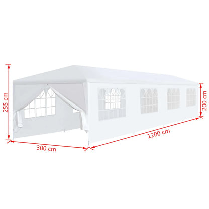 Tuinpaviljoen – Partytent – Tuitent – Overkapping – Waterdicht – 3 x 12 Meter – Roestvrij Staal Frame - Wit