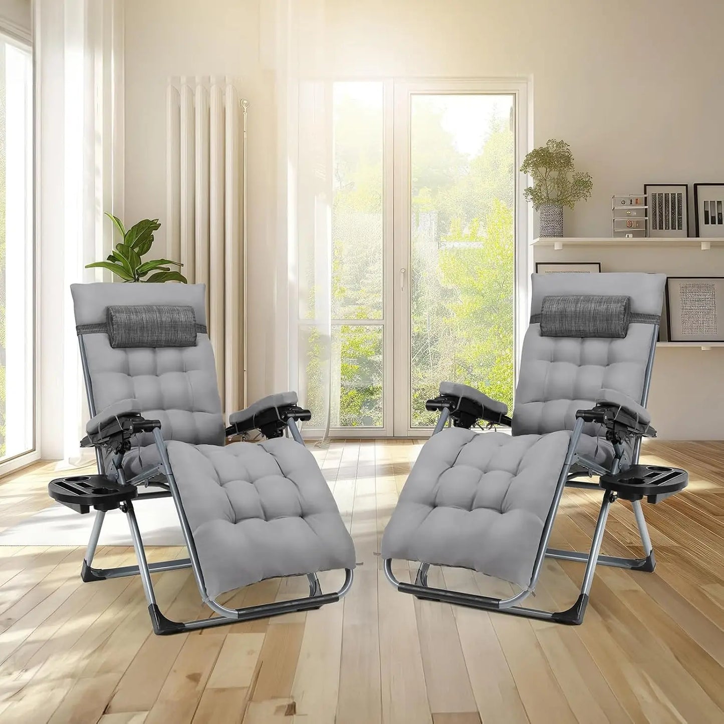 Ligstoel - Tuinstoelen - Strandstoel - Klapstoel - Zero Gravity - Opvouwbare - Draagvermogen van 160KG - Comfortabele Buitenkussens, Verstelbaar, Voor Tuin en Terras - Tuinset – Campingstoel – Tuinstoel – Set van 2 - Zwart